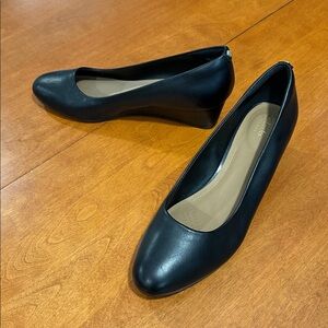 Clarks Womens Vendra Bloom Black Wedge Heels Shoes Size 12